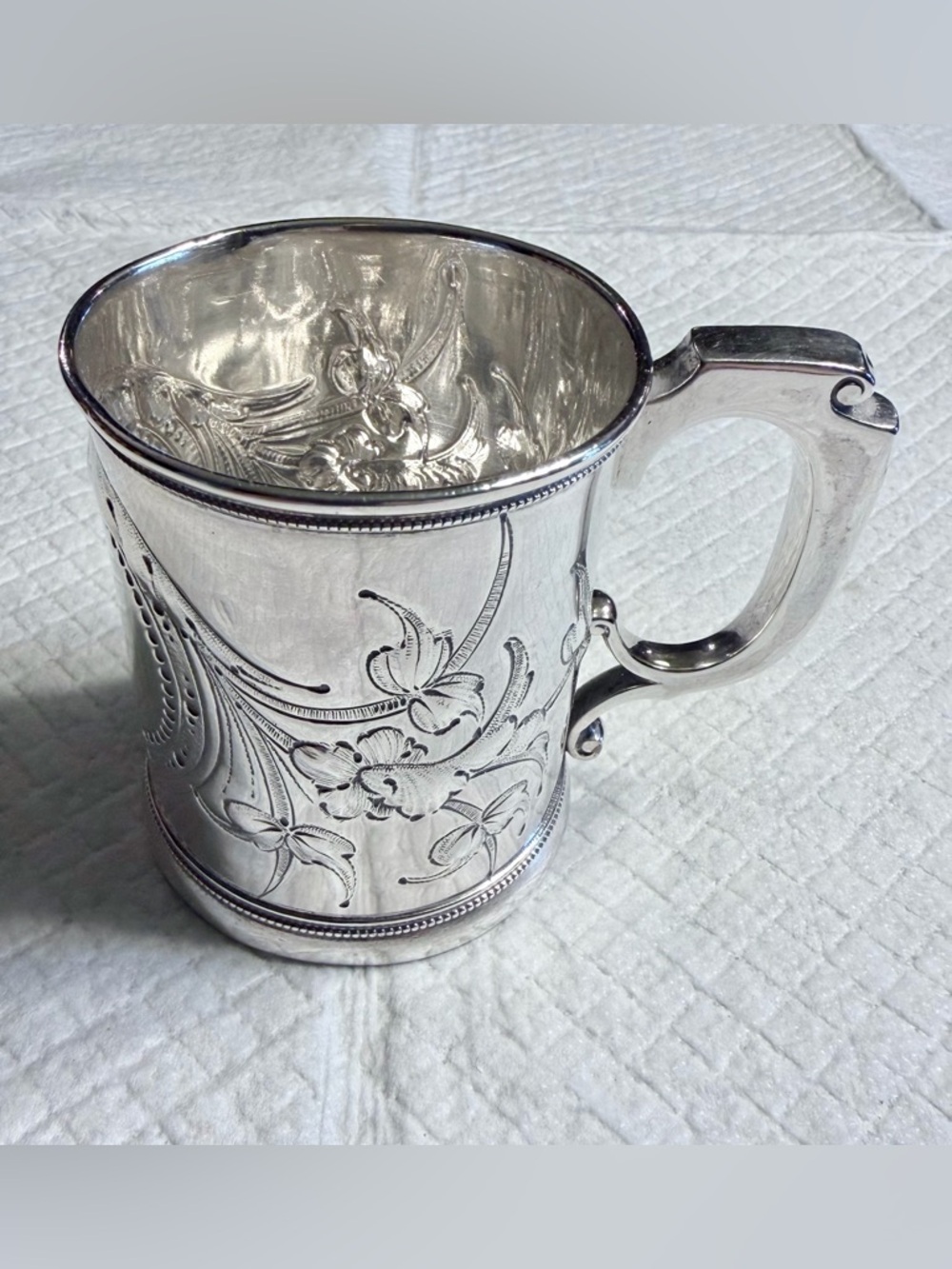 Rare, cira 1855-1860, Gorham sterling silver baby cup.
